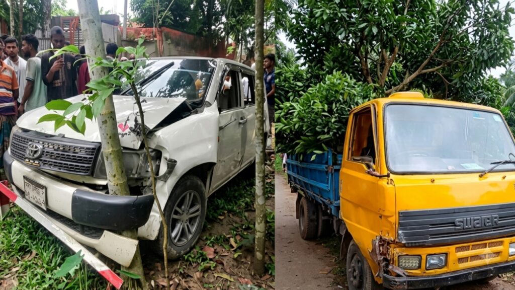 মৌলভীবাজারের জুড়ী-গোয়ালবাড়ী সড়কে ট্রাক-প্রোবক্সের ভয়াবহ মুখোমুখি সংঘর্ষ
